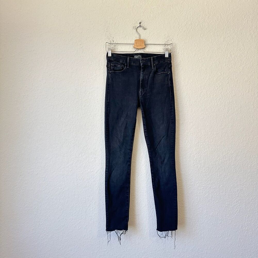 MOTHER Looker Ankle Fray Jeans Blackbird Denim High Waisted Skinny
